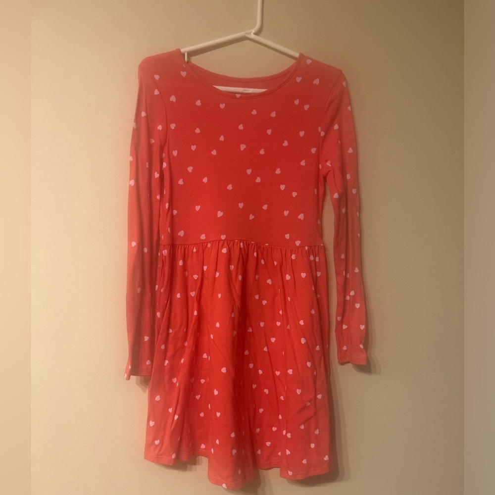 Girls All Day Play Jumping Beans Red Dress with Pink Hearts NWOT washed not worn